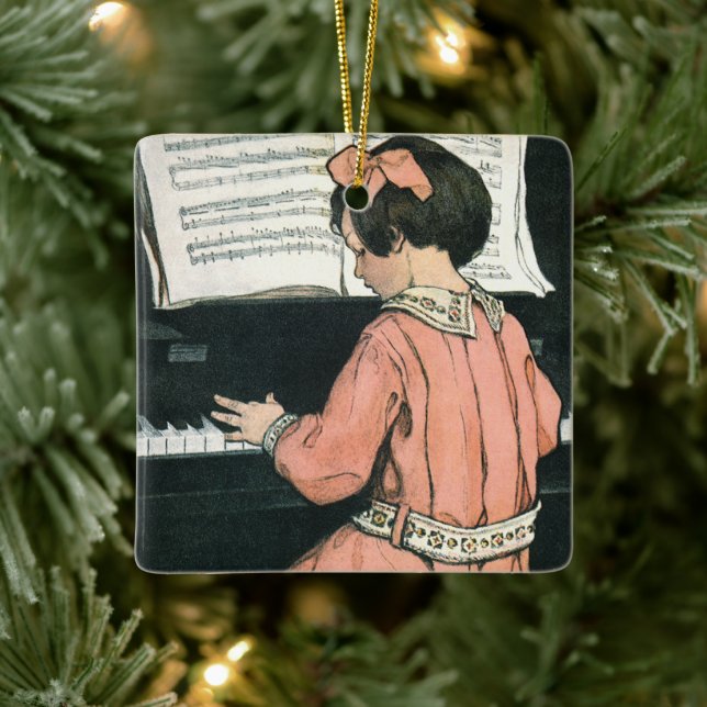 Adorno De Cerámica Cuentos de Jessie Willcox Smith, Chica de música d (Árbol)
