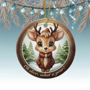 Adorno De Cerámica Cuerno de Ciervo Bebé Personaje Animal Navidad 🦌�