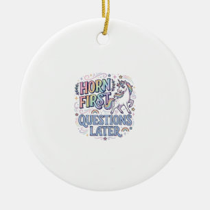 Adorno De Cerámica Cuerno de Unicornio Preguntas Primero Adorable Sti