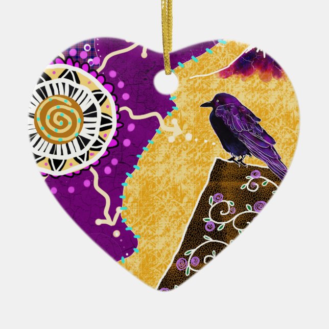 Adorno De Cerámica Cuervo en un libro (Frente)