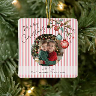 Adorno De Cerámica Cuidada foto franjas rosadas color de agua Feliz N