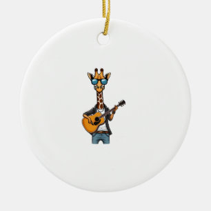 Adorno De Cerámica Cuidada jirafa tocando guitarra jirafas músico Mus