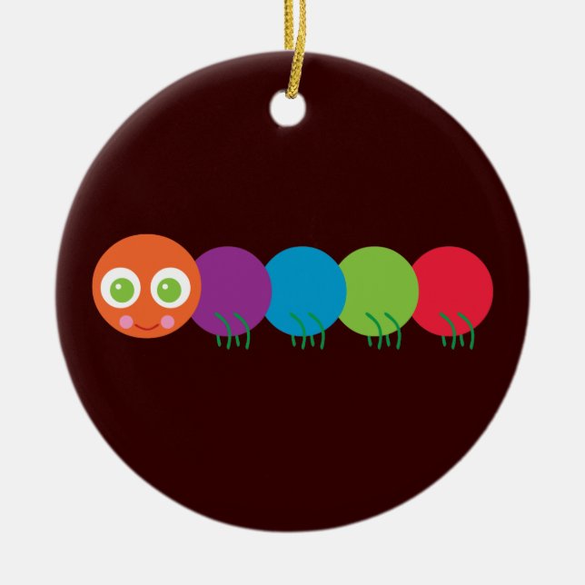 Adorno De Cerámica Cuidada oruga arcoiris (Frente)