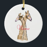 Adorno De Cerámica Cuidada pareja de jirafa Thunder_Cove<br><div class="desc">2 tiernas adorables con el cuello entrelazadas como parejas románticas. Buena manera de mostrar cómo te sientes acerca de tu esposa,  esposo,  novia,  novio,  etc.,  personalizar con tu propio saludo,  nombre,  mensaje,  etc.</div>