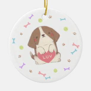 Adorno De Cerámica Cuidada pipa feliz con Ilustracion LUV