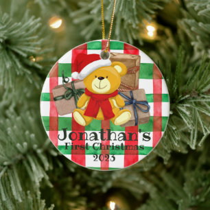 Adorno De Cerámica Cuidada Primer oso de Navidad regalos acuáticos