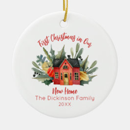 Adorno De Cerámica Cuidada primera nueva casa navideña