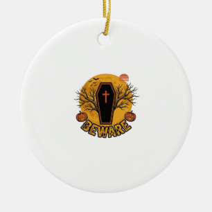 Adorno De Cerámica Cuidado camiseta vintage de calabaza de ataúd de H