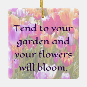 Adorno De Cerámica cuidado con tu jardín y tus flores florecerán