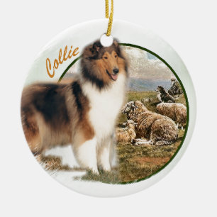Adorno De Cerámica Cuidador de collie rudo de la oveja