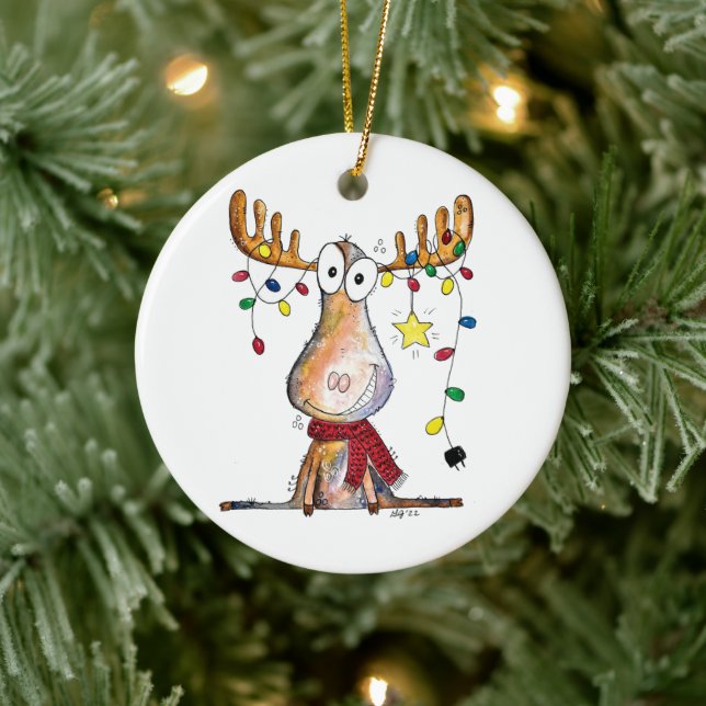Adorno De Cerámica Cuidados Navidades caprichosos Moose (Árbol)