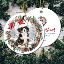 Adorno De Cerámica Cuidados Navidades Montaña de Bernese do Puppy San