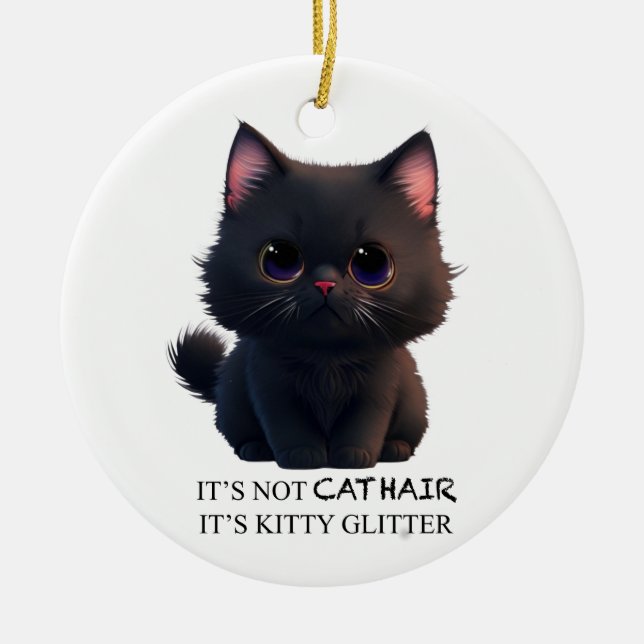 Adorno De Cerámica Cuidadoso gato negro (Frente)
