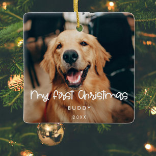 Adorno De Cerámica Cuidar mi primera foto de Mascota de Navidad