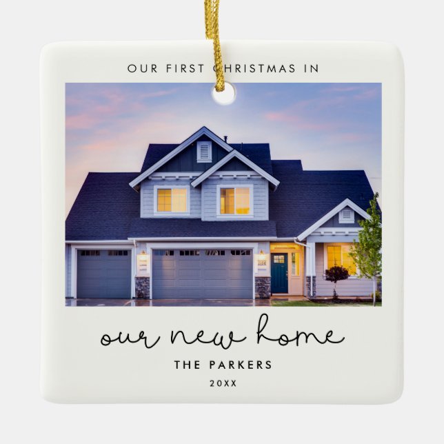 Adorno De Cerámica Cuidar nuestra primera Navidad en nuestro nuevo ho (Anverso)