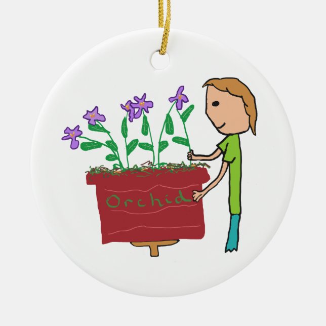 Adorno De Cerámica Cultivo de orquídeas (Frente)