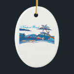 Adorno De Cerámica Cultura del surf en Newport Beach<br><div class="desc">Newport Beach Surf Culture presenta un diseño colorido de surfistas,  olas del océano,  palmeras y un buggy de playa</div>