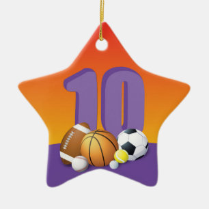 Adorno De Cerámica Cumpleaños 10 de niña pelotas deportivas