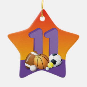 Adorno De Cerámica Cumpleaños 11 de niña Balones deportivos