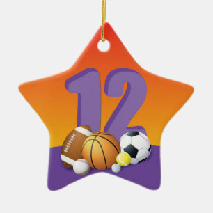 Adorno De Cerámica Cumpleaños 12 de niña Pelotas de Deportes