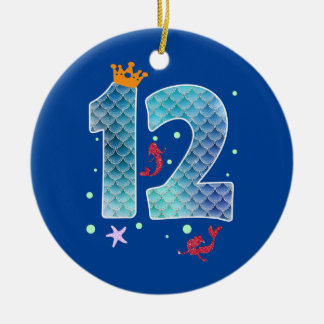 Adorno De Cerámica Cumpleaños 12 de sirena doce años niña 12