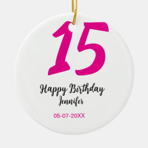 Adorno De Cerámica cumpleaños 15 quiencenera agregar fecha año rosa p