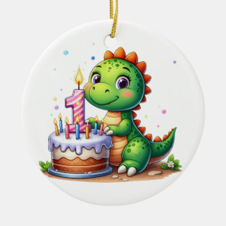 Adorno De Cerámica Cumpleaños 1er Dino