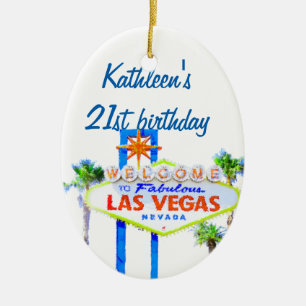 Adorno De Cerámica Cumpleaños 21 de Las Vegas