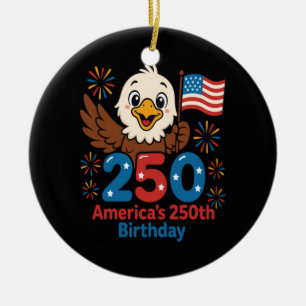 Adorno De Cerámica Cumpleaños 250 de América - Aniv 250 Años Bandera 