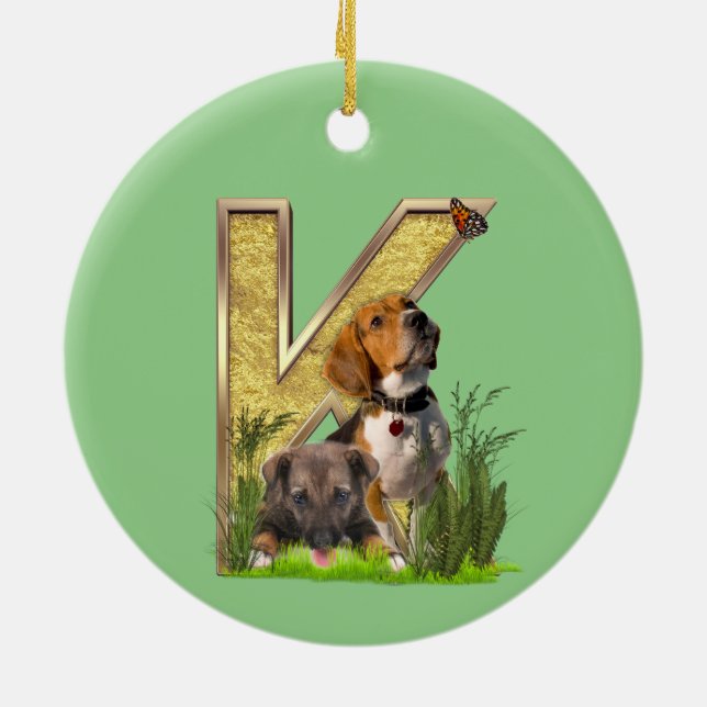 Adorno De Cerámica Cumpleaños-Capital-letra-E Bolsa de arte (Atrás)