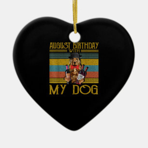 Adorno De Cerámica Cumpleaños De Agosto Con Mi Perro Irlandés Setter 