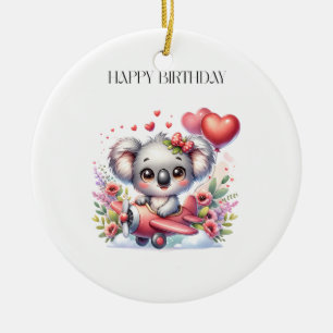 Adorno De Cerámica Cumpleaños de Koala Volador
