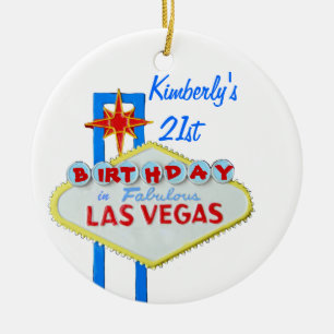 Adorno De Cerámica Cumpleaños de la edad 21 de Las Vegas