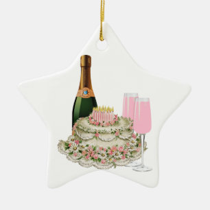 Adorno De Cerámica Cumpleaños de la tostada de Champán