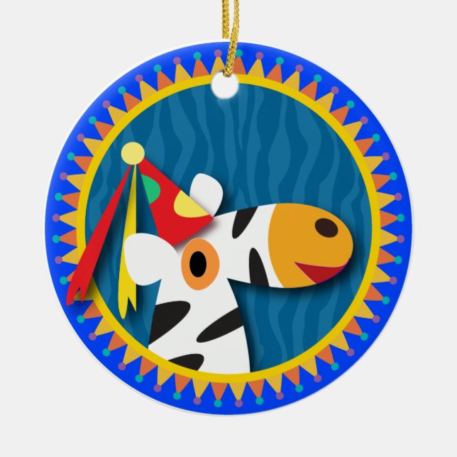 Adorno De Cerámica Cumpleaños de los niños: Cebra (Frente)