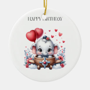 Adorno De Cerámica Cumpleaños del elefante volador