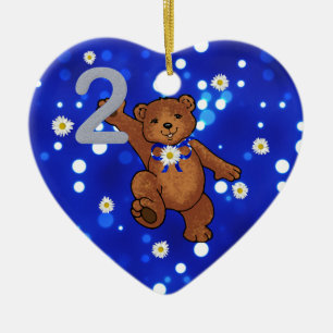 Adorno De Cerámica Cumpleaños del oso de peluche 2do para el chica