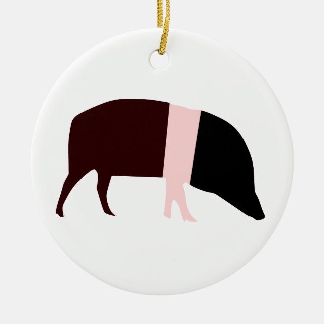 Adorno De Cerámica Cumpleaños del Personalizado de Cerdo Saddleback (Frente)