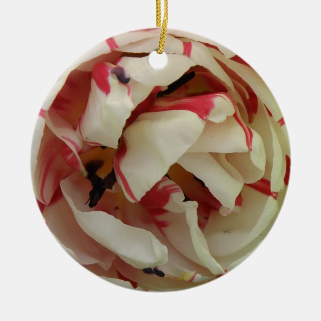 Adorno De Cerámica Cumpleaños del Personalizado de los Tulipanes Blan (Frente)