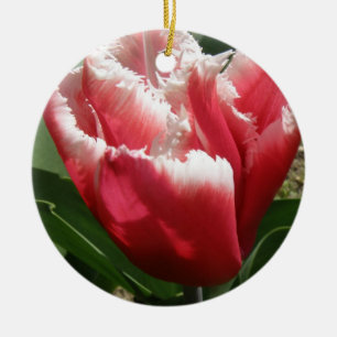 Adorno De Cerámica Cumpleaños del Personalizado de Tulipanes Rojos Fr