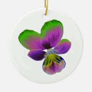 Adorno De Cerámica Cumpleaños del Personalizado Púrpura y Verde Pansy