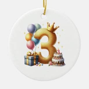 Adorno De Cerámica Cumpleaños dorado 3