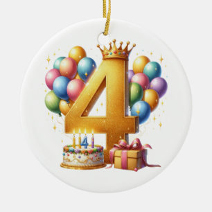 Adorno De Cerámica Cumpleaños dorado 4