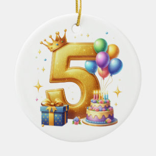 Adorno De Cerámica Cumpleaños dorado 5