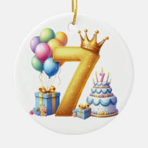 Adorno De Cerámica Cumpleaños dorado 7