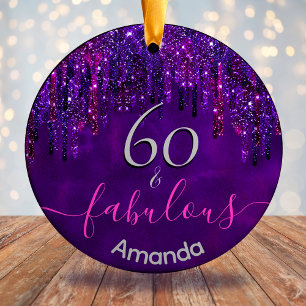 Adorno De Cerámica Cumpleaños Elegante Gota Morada para Cualquier Eda