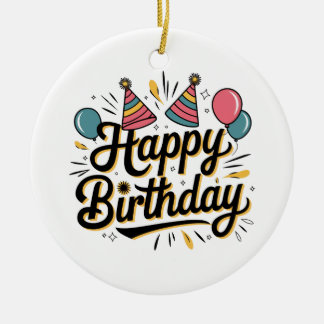 Adorno De Cerámica Cumpleaños Feliz Festivo