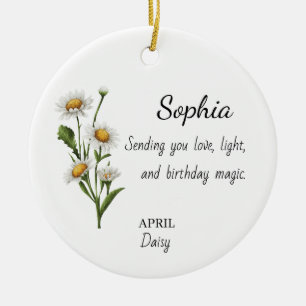 Adorno De Cerámica Cumpleaños Personalizado Abril Daisy