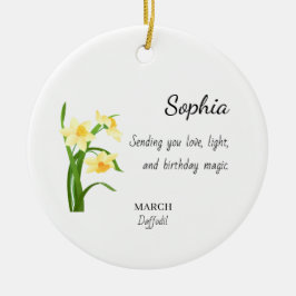 Adorno De Cerámica Cumpleaños Personalizado de Narciso de Marzo