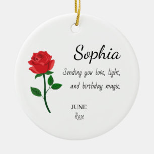Adorno De Cerámica Cumpleaños Personalizado June Rose